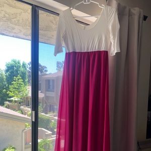 Pink blush maternity maxi dress